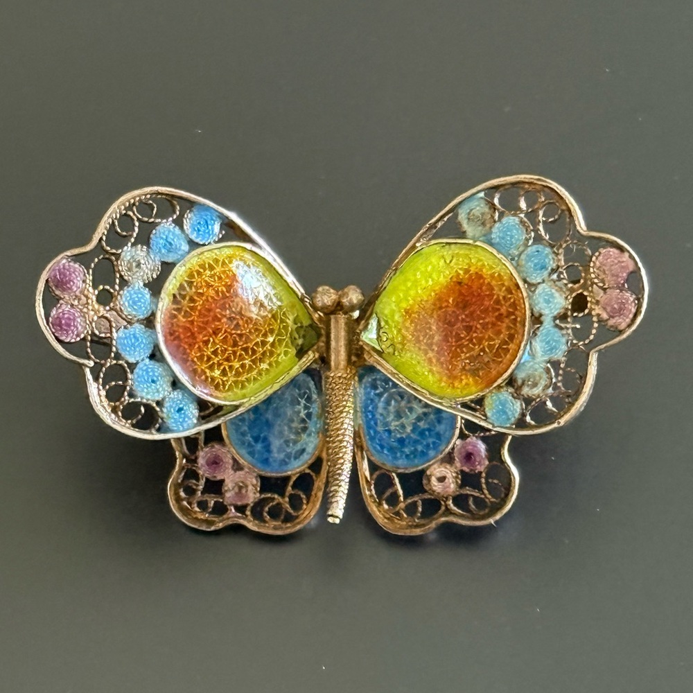 Vintage Filigree Butterfly Brooch